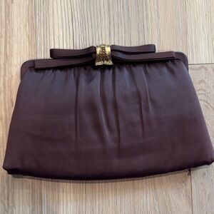 Vintage 50's Brown Satin Clutch by After Five, Vintage Evening Bag- fits phone!!